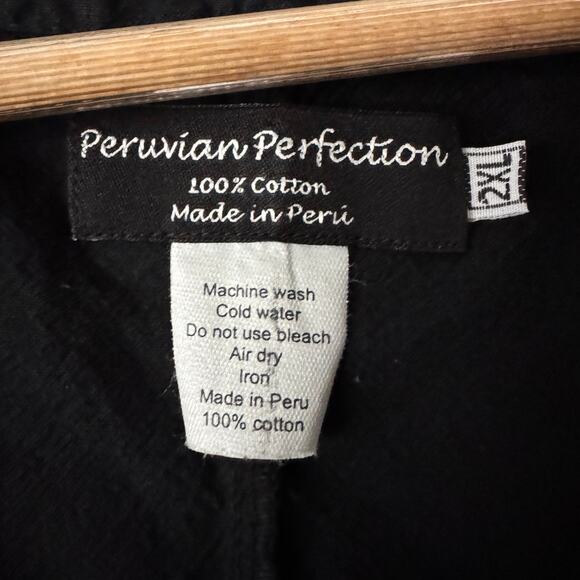 Peruvian Peflection Shirt Womens 2XL Black Lace Up Smocked Embroidered Grunge - Picture 7 of 7